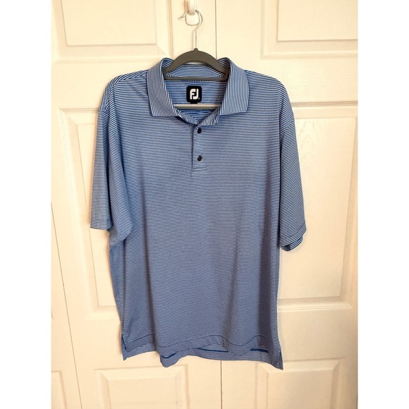 FootJoy Other - FootJoy Mens ProDry Striped Golf Polo Shirt Blue White Large Short Sleeve FJ